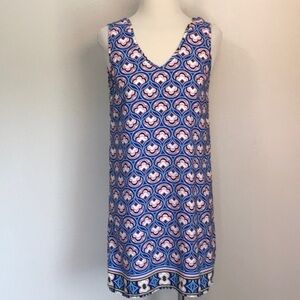 PEPPERMINT Women's Small Pink Blue Fun Print Sleeveless Summer Mini Dress